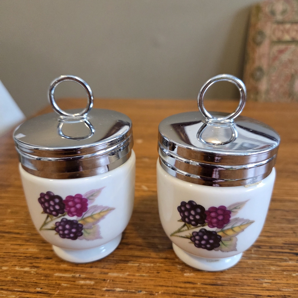 Royal Worcester Evesham Gold Set Of 2 Egg Coddlers